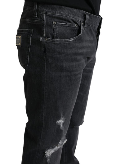 Dolce &amp; Gabbana Elegant Slim Fit trasiga denimjeans