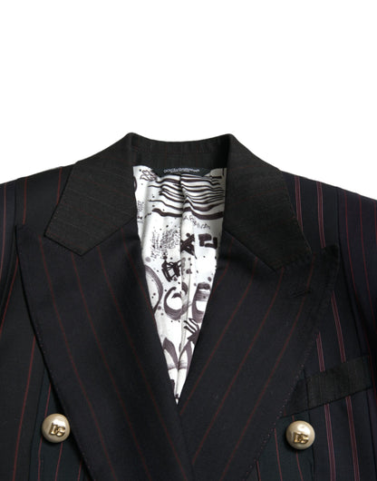 Dolce & Gabbana Elegant Striped Double Breasted Wool Blazer