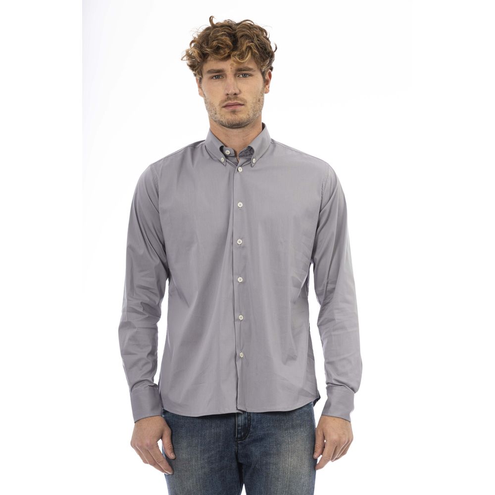 Camisa de algodón gris Baldinini Trend para hombre