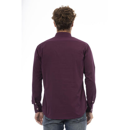 Baldinini Trend Burgundy Cotton Herrskjorta