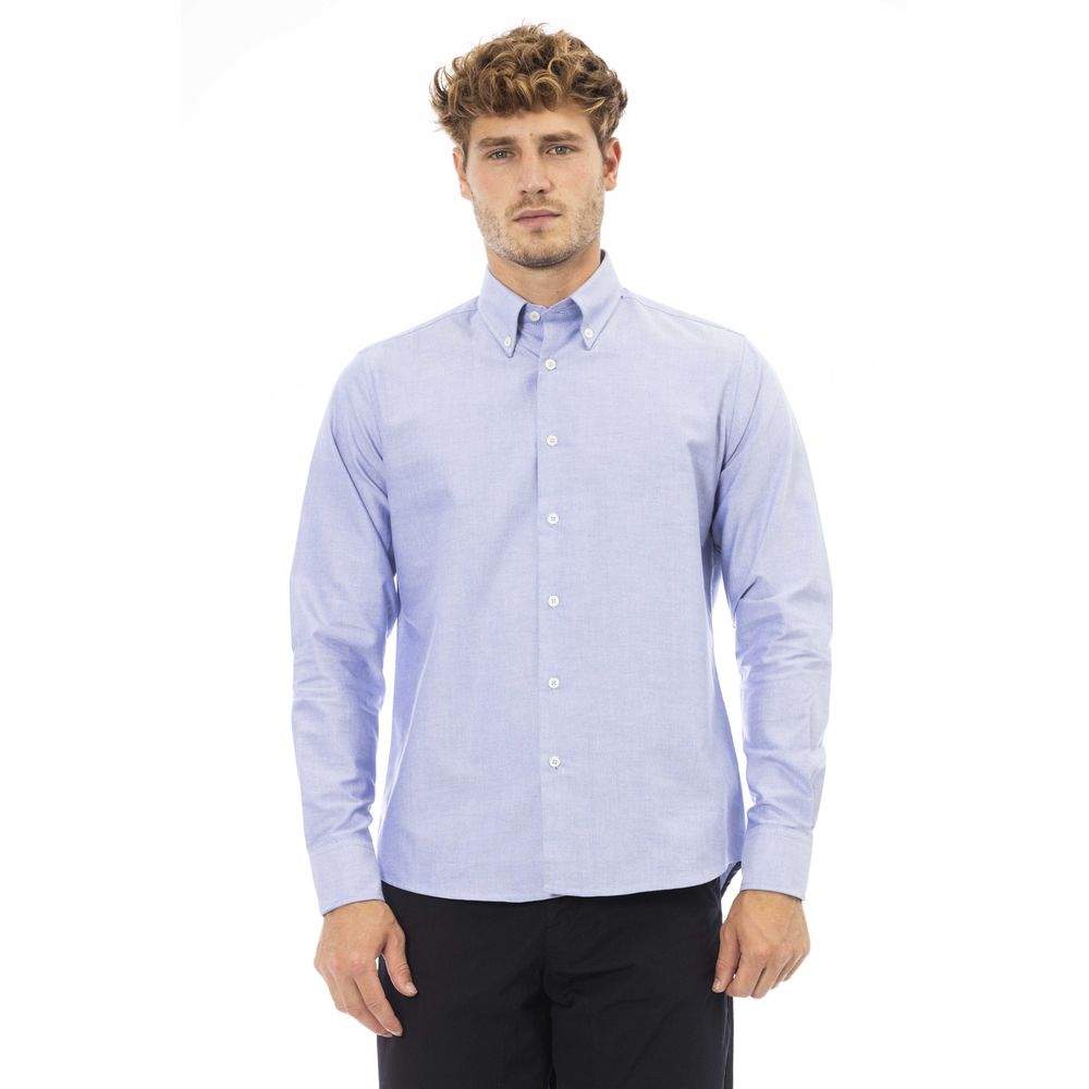 Baldinini Trend Blue Cotton Herrskjorta