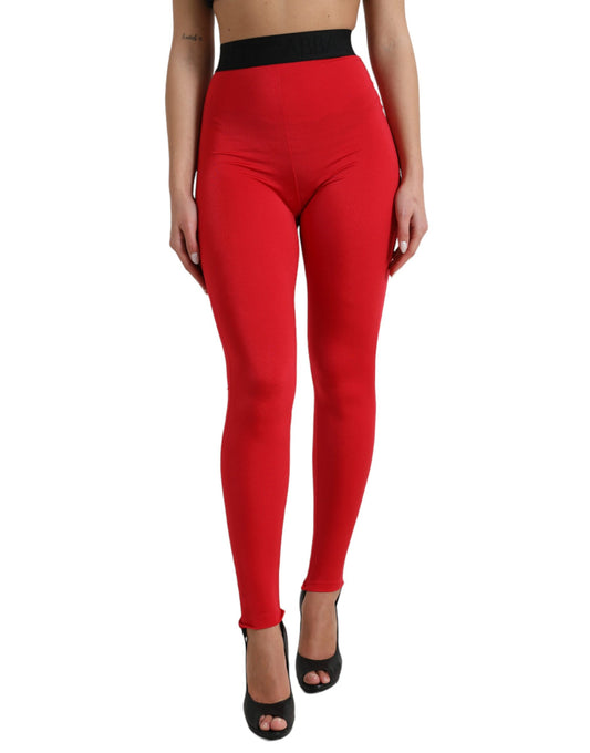 Leggings rojos elegantes de cintura alta de Dolce &amp; Gabbana