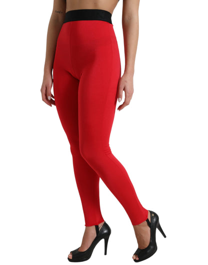 Leggings rojos elegantes de cintura alta de Dolce &amp; Gabbana