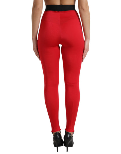 Leggings rojos elegantes de cintura alta de Dolce &amp; Gabbana