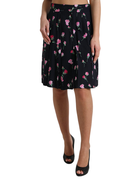 Falda elegante hasta la rodilla con corte en A y estampado floral de Dolce &amp; Gabbana