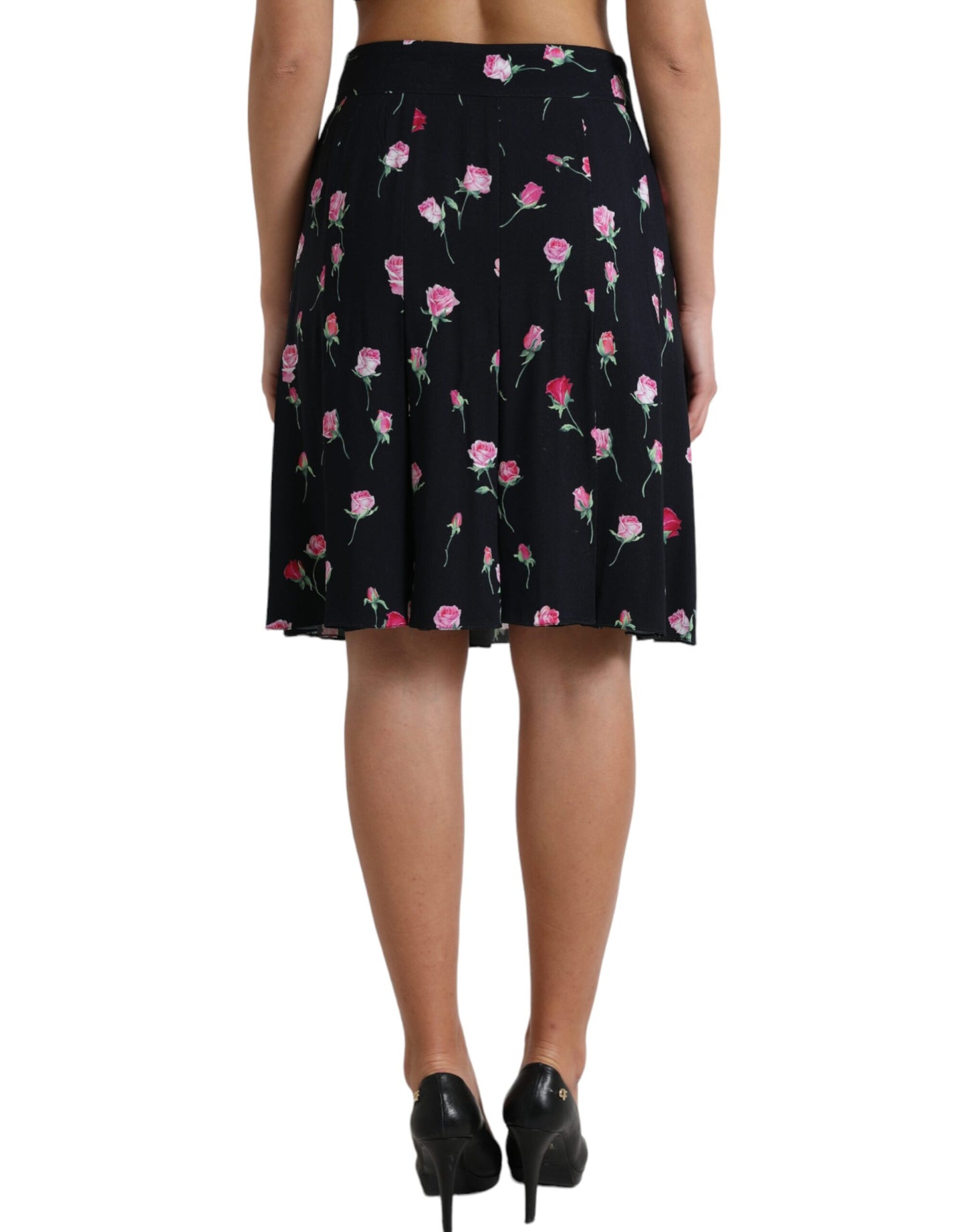 Falda elegante hasta la rodilla con corte en A y estampado floral de Dolce &amp; Gabbana