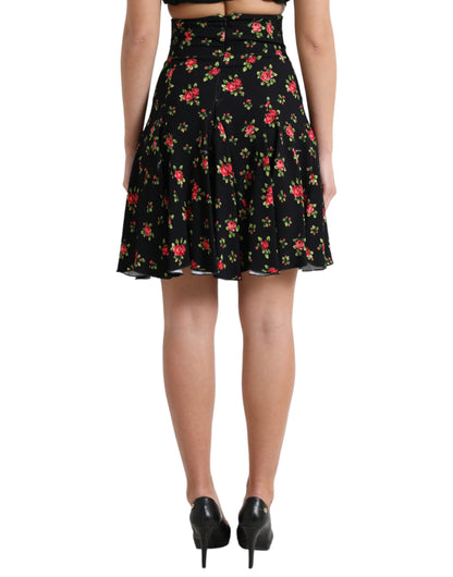 Minifalda floral de talle alto en forma de A de Dolce &amp; Gabbana