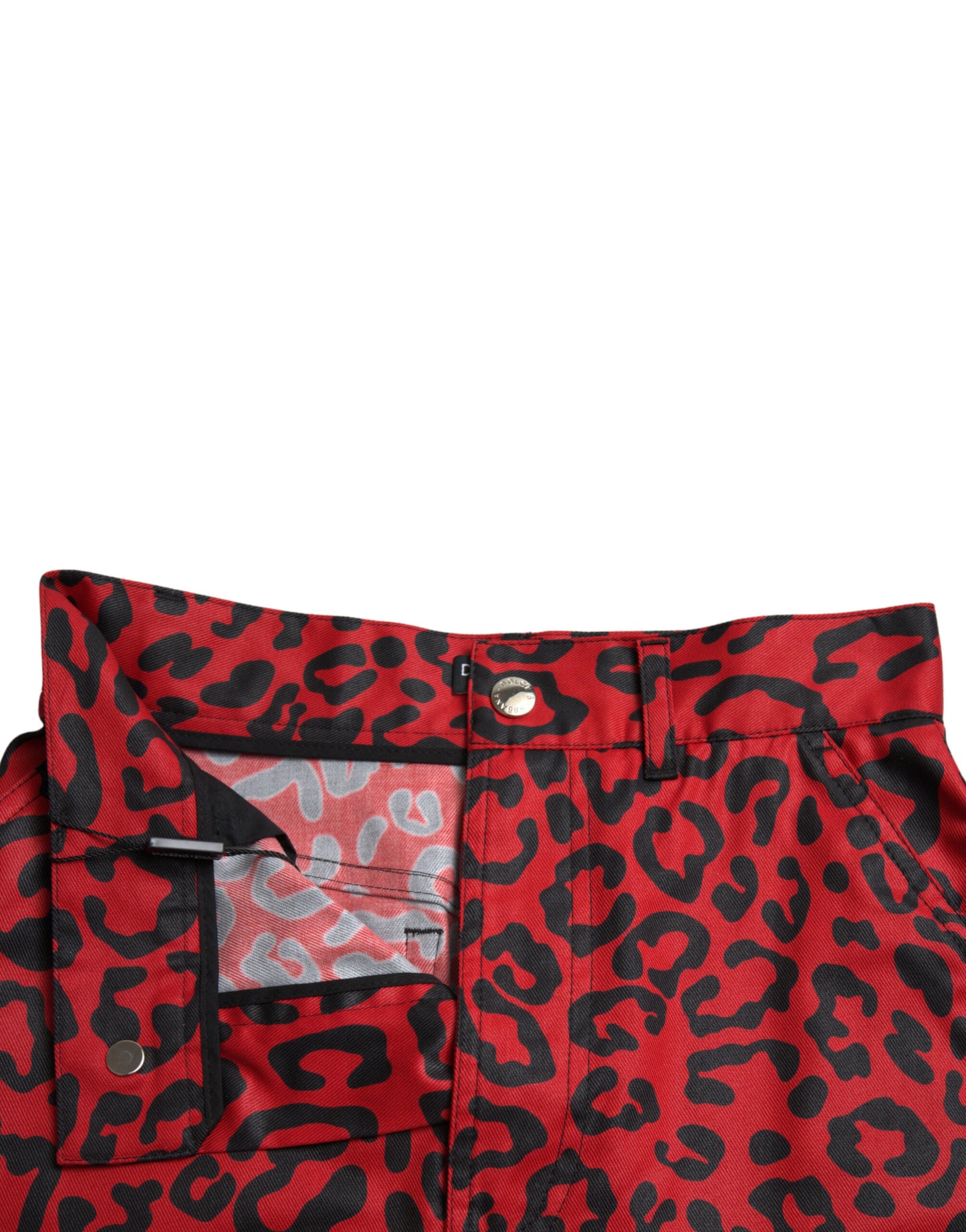 Minifalda de leopardo roja con cintura alta de Dolce &amp; Gabbana