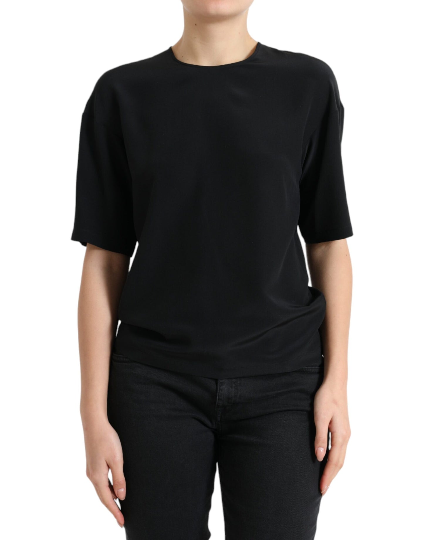 Dolce & Gabbana Elegant Silk Blend Round Neck Blouse