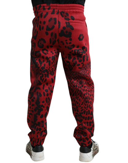 Pantalones deportivos elegantes con estampado de leopardo en rojo y negro de Dolce &amp; Gabbana