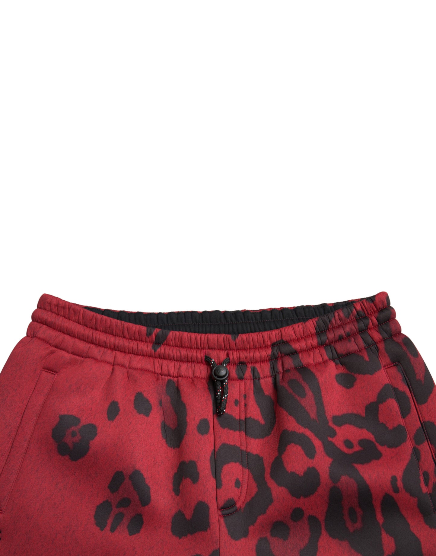 Pantalones deportivos elegantes con estampado de leopardo en rojo y negro de Dolce &amp; Gabbana