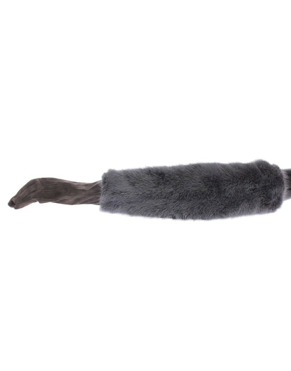 Dolce &amp; Gabbana Elegant Grey Mink Fur Läder Armbågshandskar