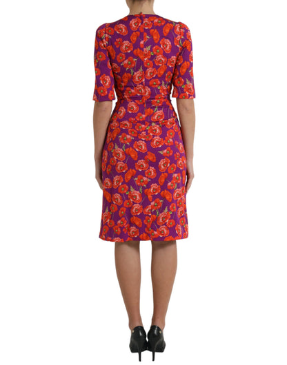 Dolce &amp; Gabbana Vibrant Floral Silk Charmeuse Klänning