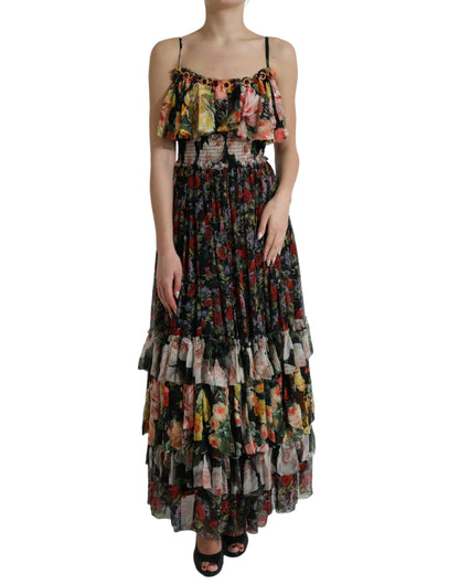 Dolce &amp; Gabbana Vibrant Silk Floral Maxiklänning