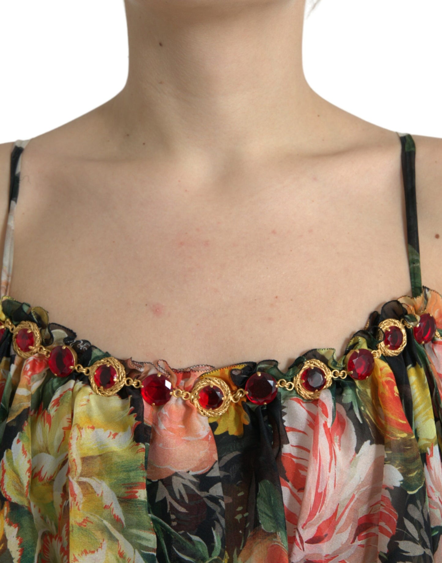 Dolce &amp; Gabbana Vibrant Silk Floral Maxiklänning