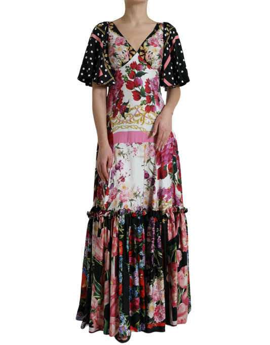 Dolce &amp; Gabbana Elegant Floral Silk Maxiklänning