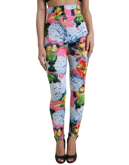 Leggings de cintura alta con estampado floral exquisito de Dolce &amp; Gabbana