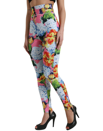 Leggings de cintura alta con estampado floral exquisito de Dolce &amp; Gabbana