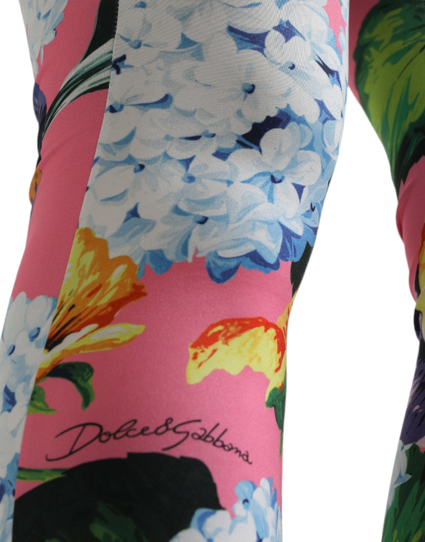 Leggings de cintura alta con estampado floral exquisito de Dolce &amp; Gabbana