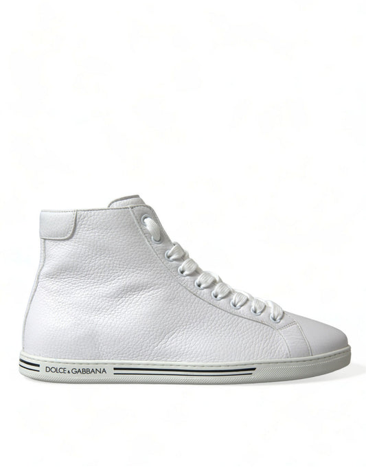 Dolce &amp; Gabbana Elegant High Top Sneakers i vitt läder