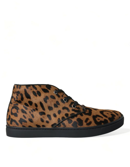 Dolce &amp; Gabbana eleganta leopardmönstrade mid-top sneakers