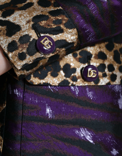 Dolce &amp; Gabbana Utsökt Jacquard Trench Med Tiger Motiv