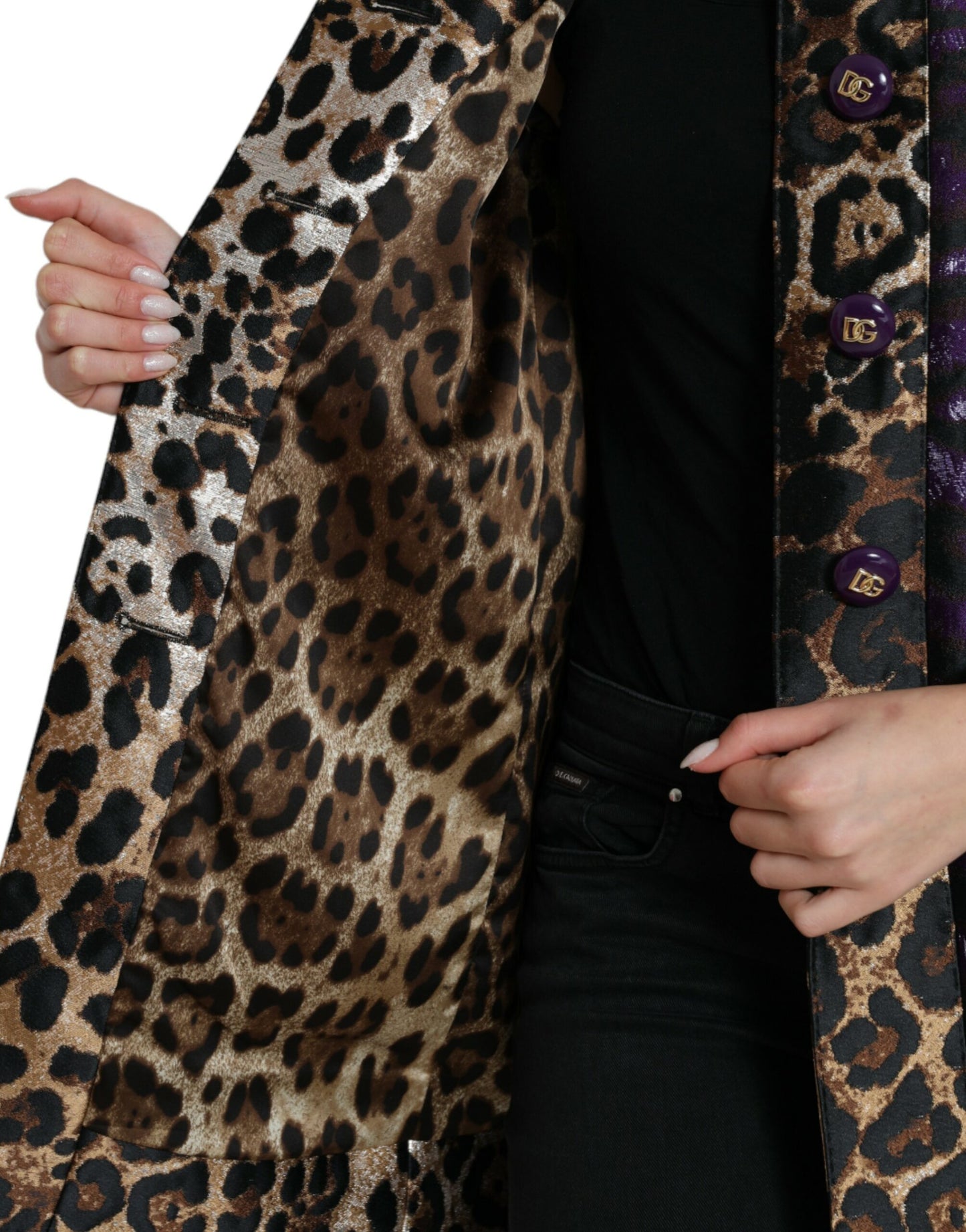 Dolce &amp; Gabbana Utsökt Jacquard Trench Med Tiger Motiv