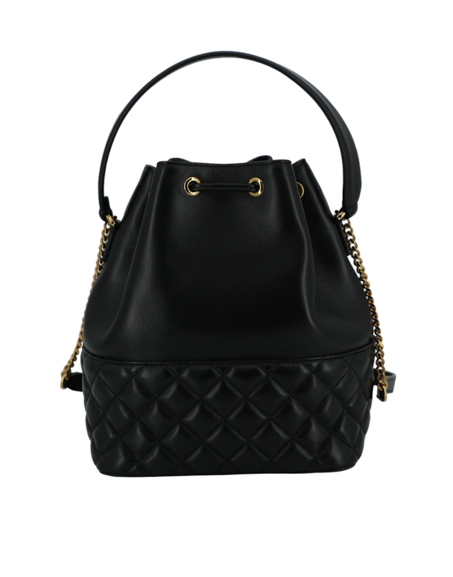 Elegante bolso de hombro tipo cubo con Medusa en piel negra de Versace