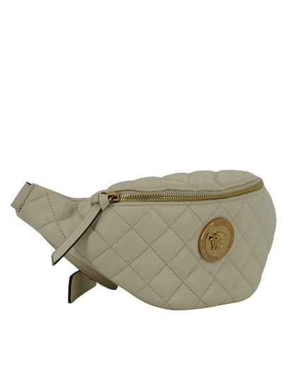 Elegante bolso con cinturón de piel de cordero blanca de Versace