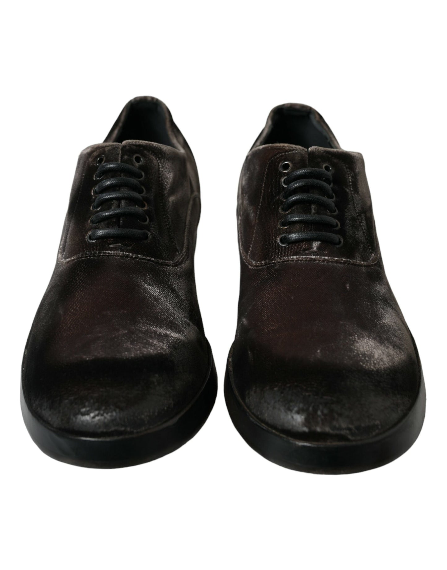 Dolce &amp; Gabbana Elegant brun sammet Oxford snörskor