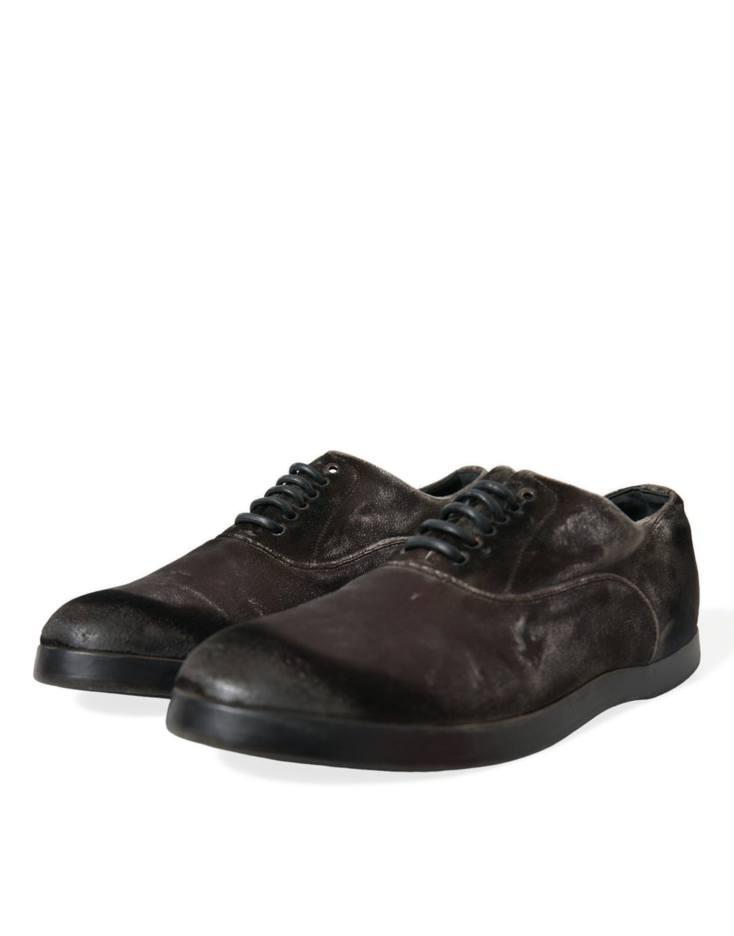 Dolce &amp; Gabbana Elegant brun sammet Oxford snörskor