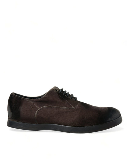 Dolce &amp; Gabbana Elegant brun sammet Oxford snörskor