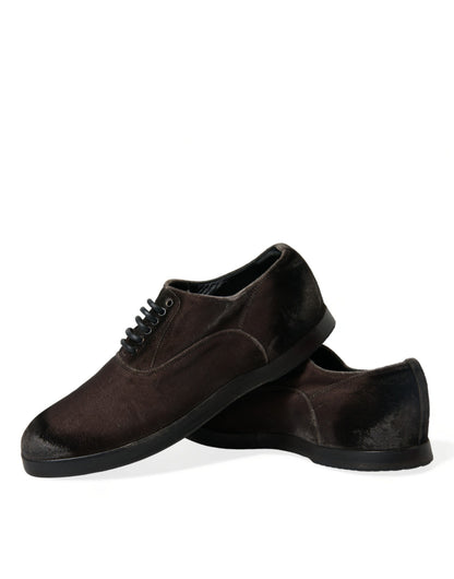 Dolce &amp; Gabbana Elegant brun sammet Oxford snörskor