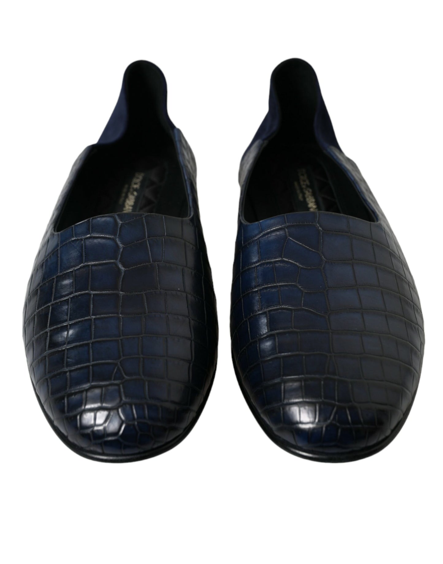 Mocasines elegantes de piel de cocodrilo azul de Dolce &amp; Gabbana