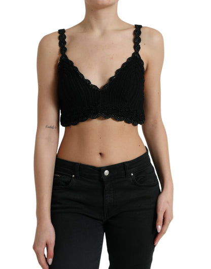 Dolce &amp; Gabbana Elegant Black Crochet Corset Top