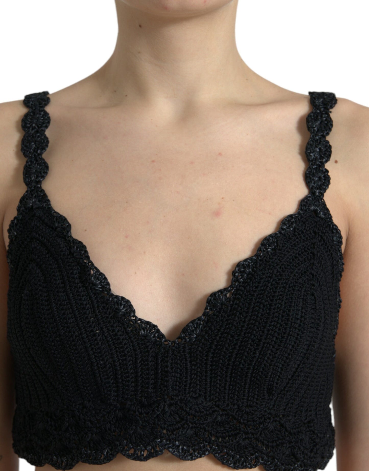 Dolce &amp; Gabbana Elegant Black Crochet Corset Top