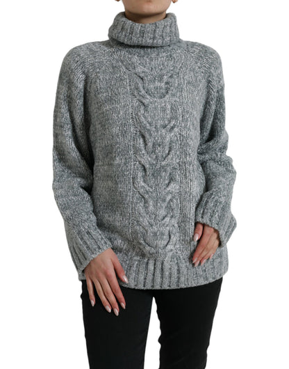 Dolce & Gabbana Elegant Gray Cashmere Blend Turtleneck Pullover