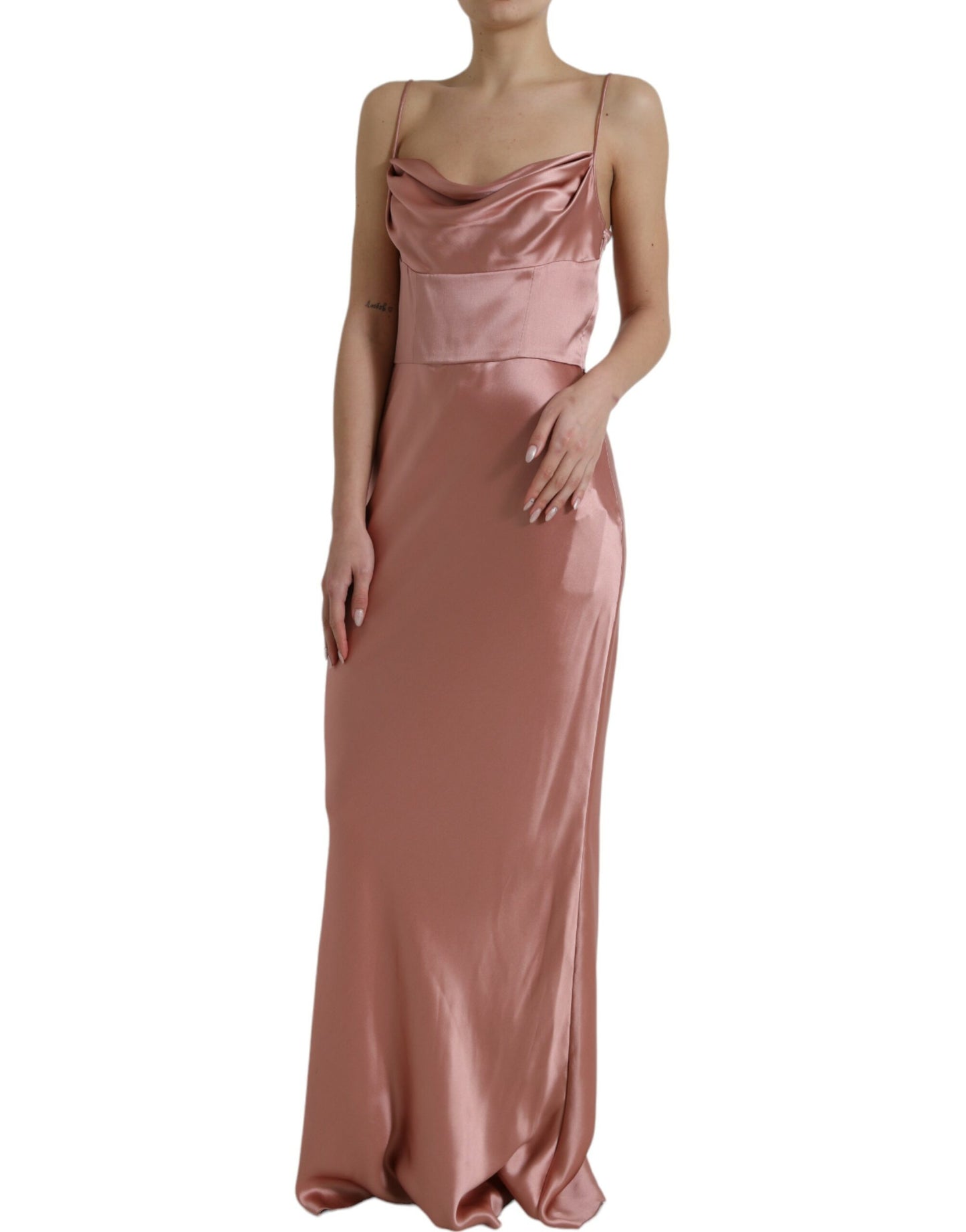 Dolce & Gabbana Elegant Long Silk Gown in Pink