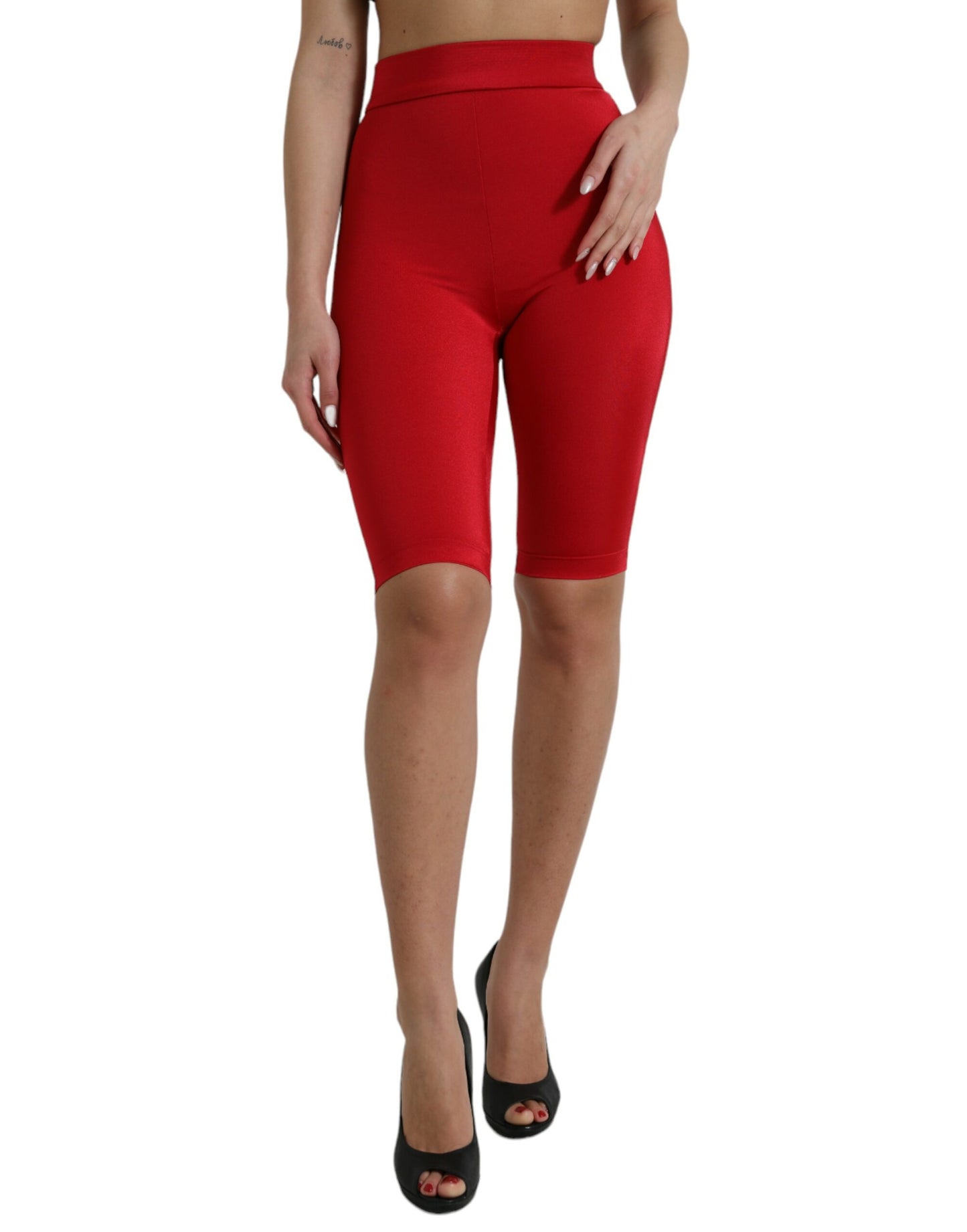 Pantalones con leggings de cintura alta elegantes en rojo de Dolce &amp; Gabbana