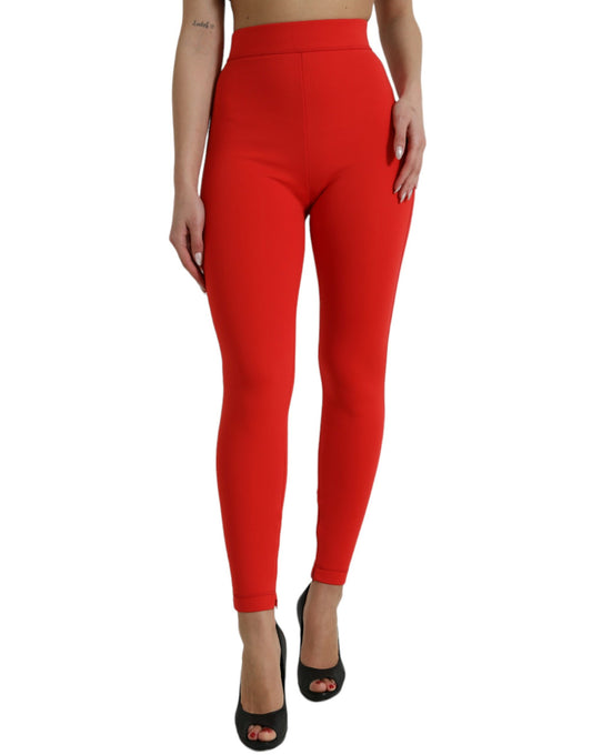 Leggings rojos elegantes de cintura alta de Dolce &amp; Gabbana