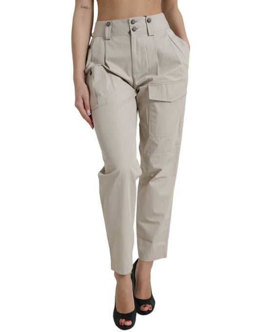 Pantalones de moda ajustados de cintura alta de Dolce &amp; Gabbana - Beige