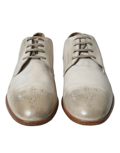 Dolce &amp; Gabbana Elegant White Calfskinn Derby Shoes