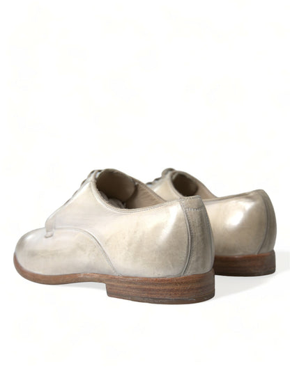 Dolce &amp; Gabbana Elegant White Calfskinn Derby Shoes