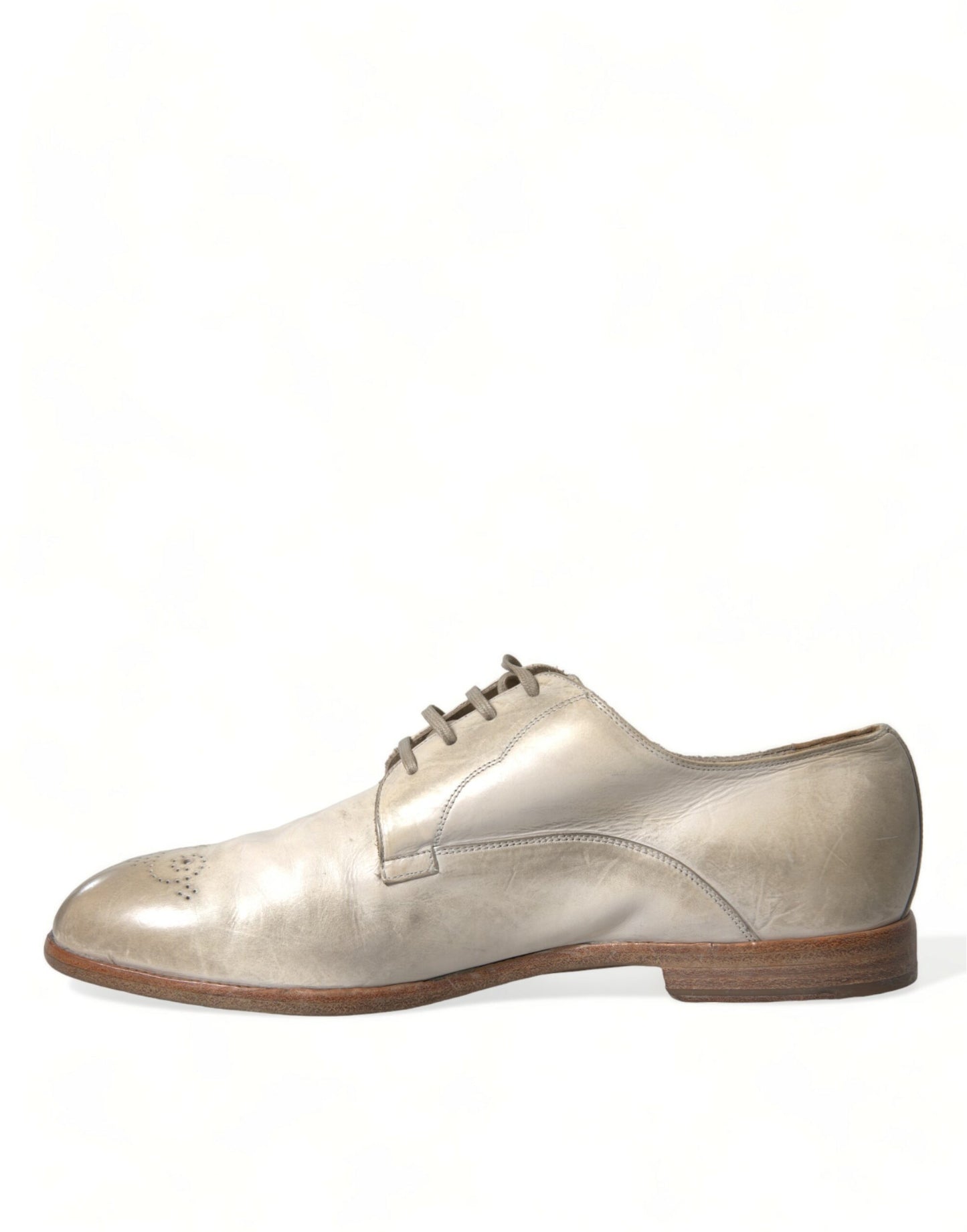 Dolce &amp; Gabbana Elegant White Calfskinn Derby Shoes