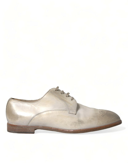 Dolce &amp; Gabbana Elegant White Calfskinn Derby Shoes