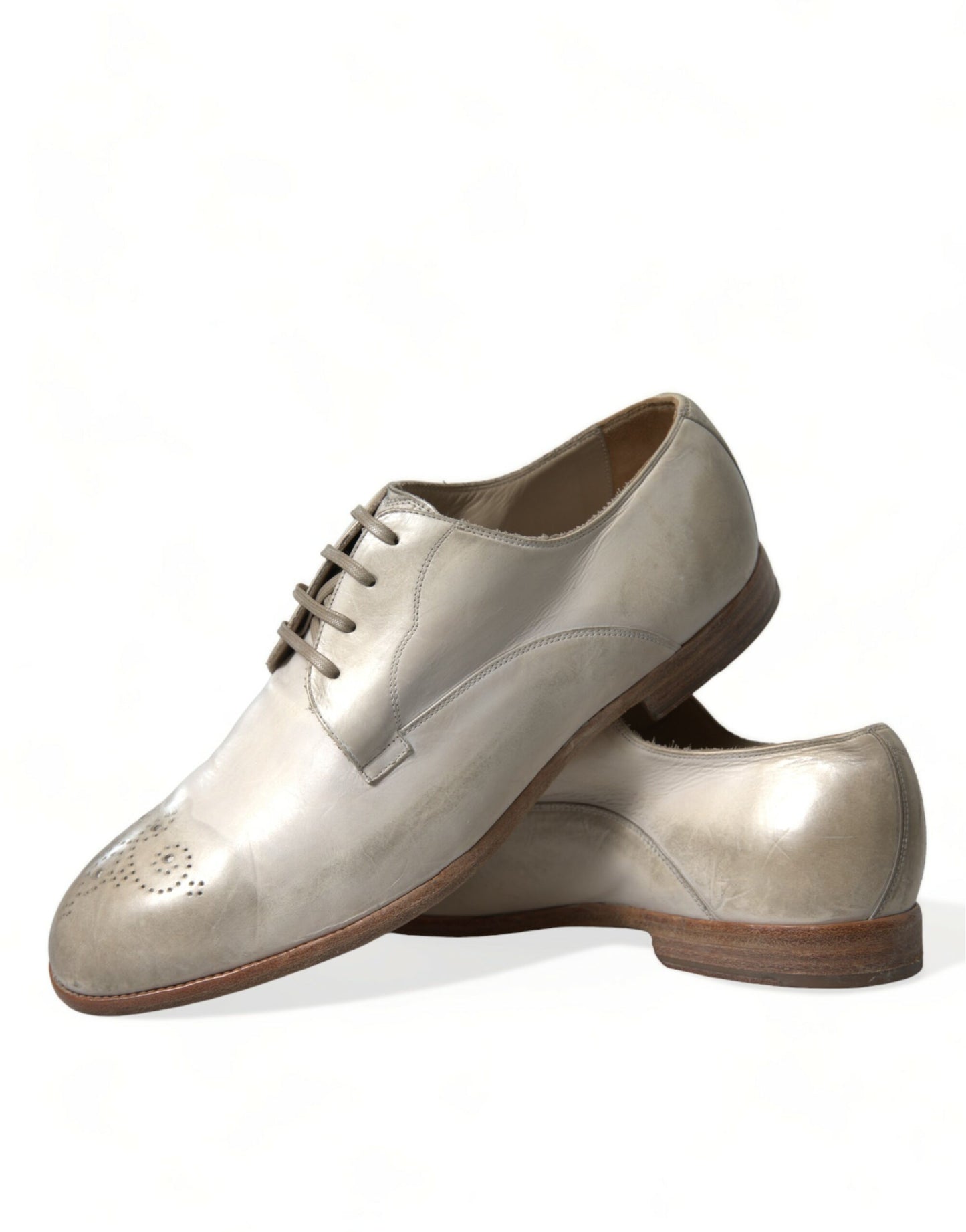 Dolce &amp; Gabbana Elegant White Calfskinn Derby Shoes