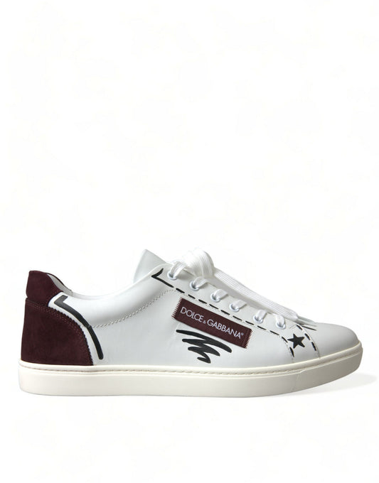 Dolce &amp; Gabbana exklusiva vita Bordeaux Low Top Sneakers