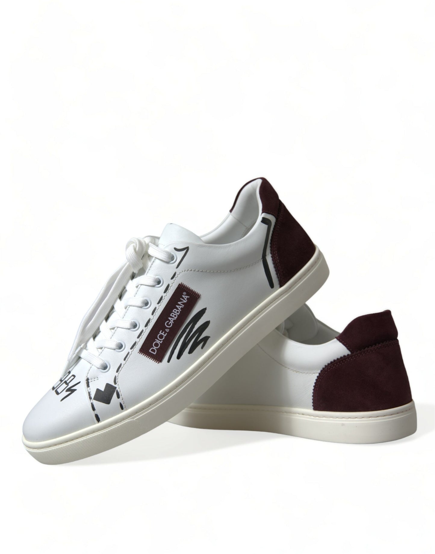 Dolce &amp; Gabbana exklusiva vita Bordeaux Low Top Sneakers