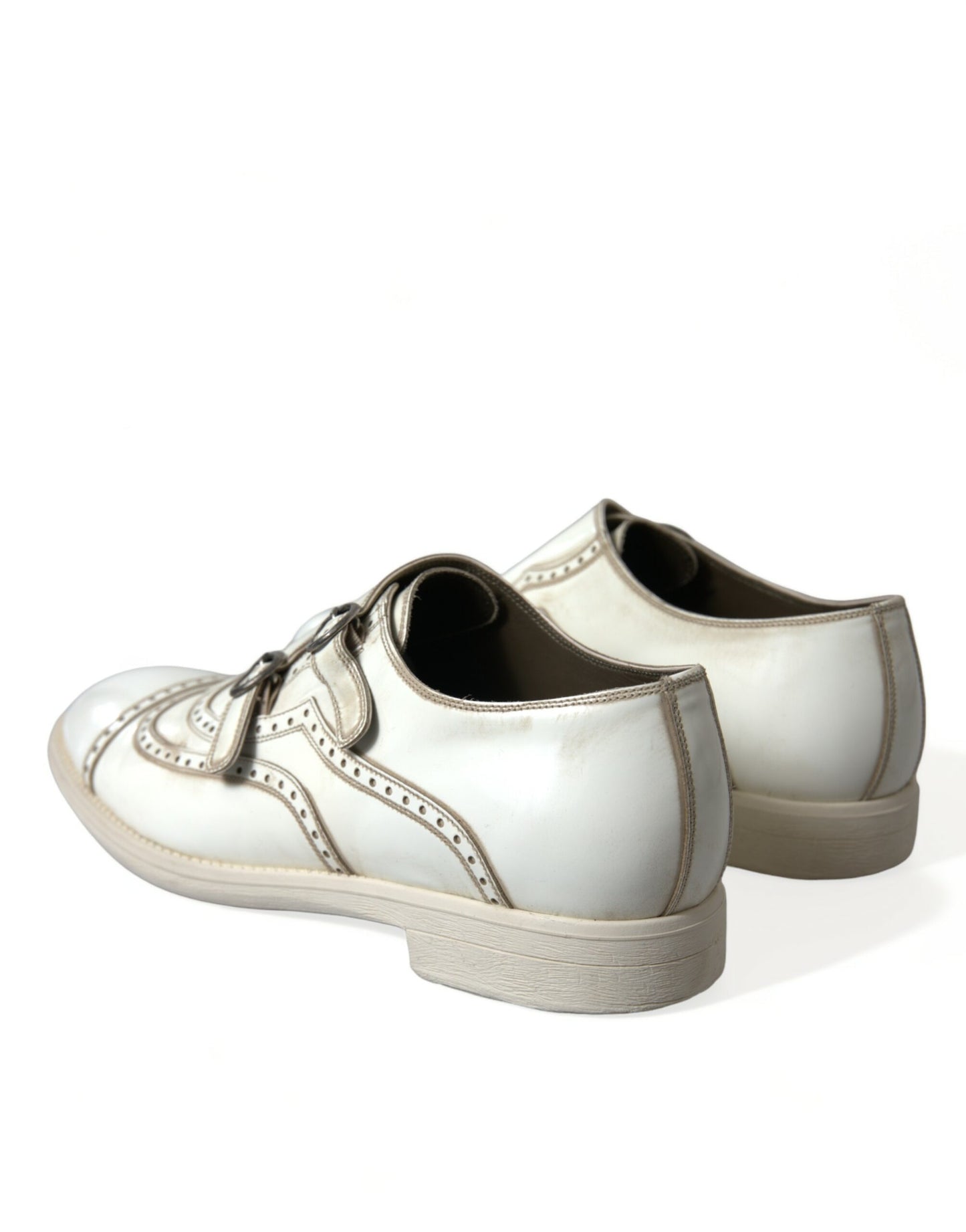 Dolce &amp; Gabbana Elegant White Leather Derby Dress Shoes