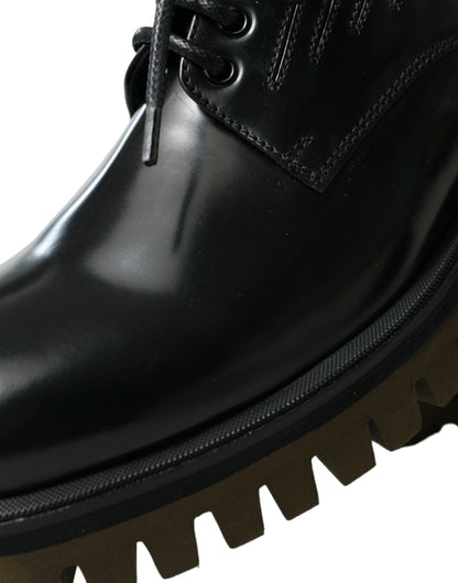 Dolce &amp; Gabbana Elegant Black Leather Derby Dress Shoes